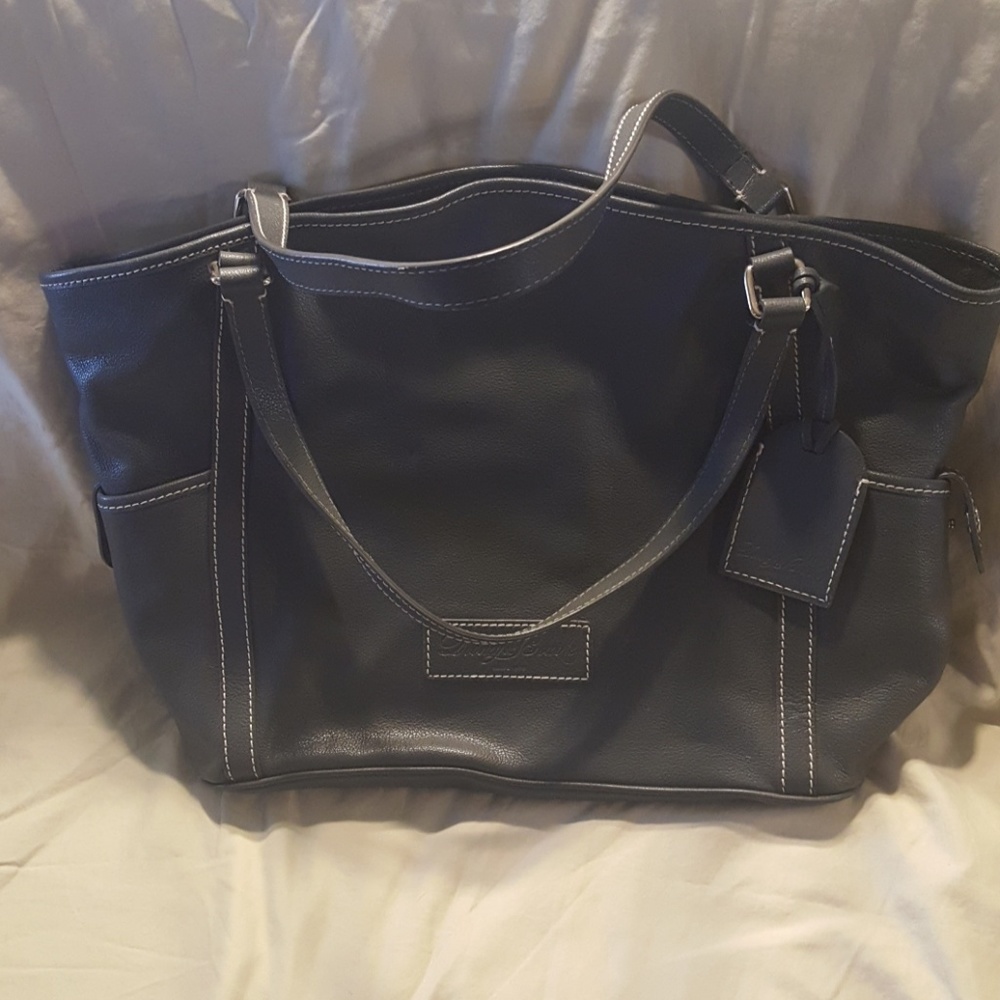 DOONEY BOURKE GREY LEATHER TOTE: 14 x 15 x 6